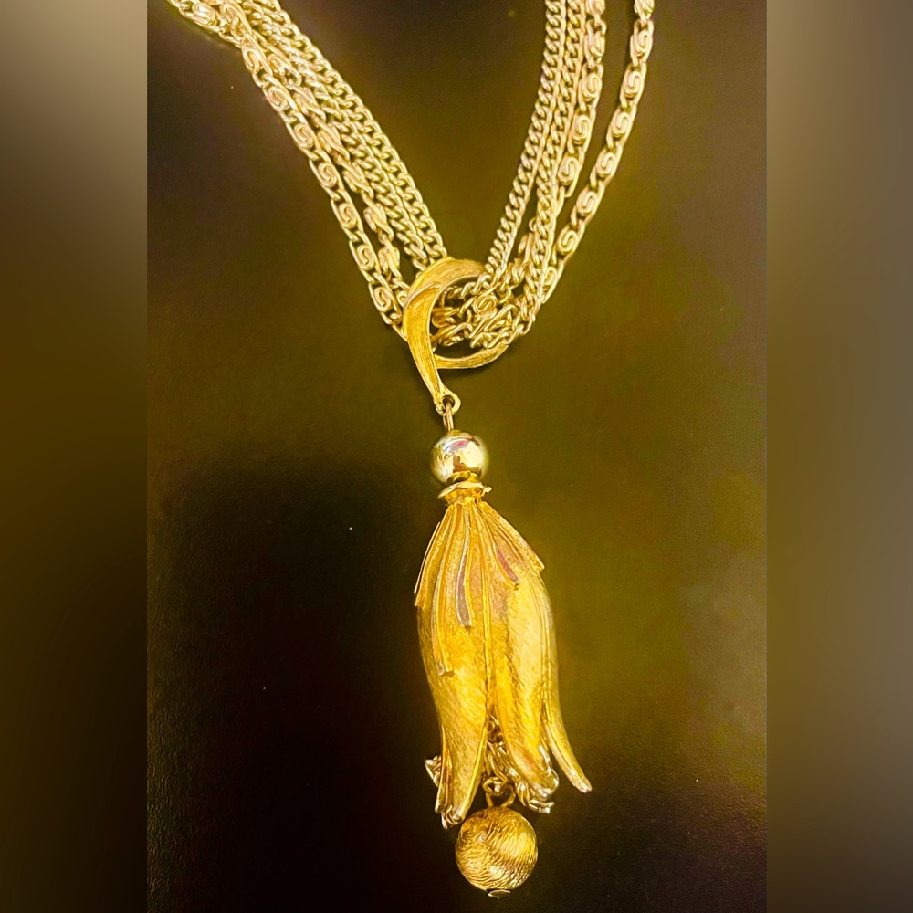 Vintage Multi-Chain Tassel Pendant Necklace - Picture 6 of 9